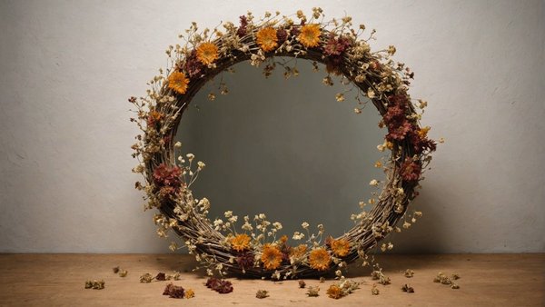 Miroir fleur séchée pour un charme naturel et intemporel